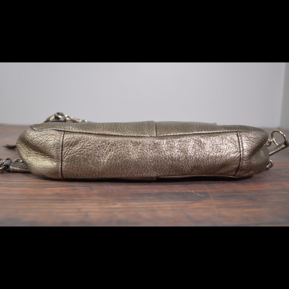 COACH Metallic Gold Leather CHELSEA Flap Handbag - Picture 7 of 8